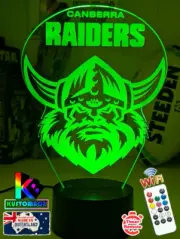 CANBERRA RAIDERS RUGBY LEAGUE Personalised 3D LED Night Light Colour Change Lamp