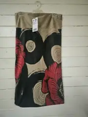 Desigual Skirt Womens Medium Brown Red Maxi Colourful Pull On Gardenia NEW 36"