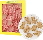 MKUCCD 108Pcs Dinosaur Cookie Cutter Set, Including 8Pcs Cookie Cutter and 100Pcs Clear Cookie Bags, for Baking, Bread, Fruit, Crepe, 3D Cookie Stamps Embossing Cutters (Pattern B)