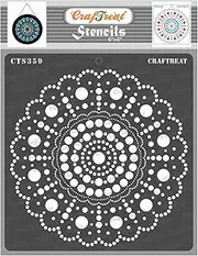 CrafTreat Dot Mandala Stencils for Painting on Canvas, Wallart, Home Decor, Bullet Journal Notebook and Scrapbooking - DOT SPIRAL STENCILS - 6"X6" Room Decor Stencils - Reusable Arts & Crafts Supplies