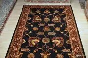 _HANDMADE_WOOL_RUG_6' X 9' Mahal design rug ***100% Wool RUG*** black Pm75