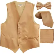 New Men's stripes Tuxedo Vest Waistcoat & necktie & Bow tie & Hankie Beige party