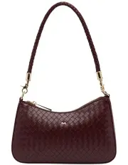 [Mocha] Lucy Woven Crossbody Bag in Burgundy
