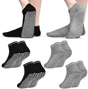 [KWKPR] 4 Pairs Yoga Socks Non-Slip Socks Women Men Non-Slip Pilates Socks Yoga Socks Women's Non-Slip Stopper Socks for Yoga, Pilates, Barre, Dance, Ballet, Martial Arts, Trampoline, Fitness