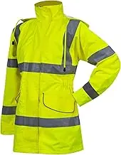 High Visibility Safety Jackets for Women Waterproof ANSI/ISEA Hi Vis Yellow Reflective Jacket with Pockets and Zipper