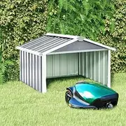 Garden Robot Lawnmower Shed Galvanised Steel Grey - Outdoor Storage for Lawn Tools, Small Backyard Accessories, Waterproof Metal Box for Patio, 92x97x63 cm