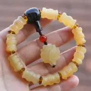 EXOTIC TIBETAN ANTELOPE DEER Horny BUDDHA LOTUS BEAD BRACELET 12*17mm X 10 BEADS