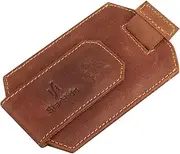 [STARHIDE] Mens RFID Blocking Real Distressed Hunter Leather Minimalist Card Holder Wallet with Magnetic Money Clip 725 Brown