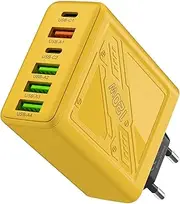 6 Port Charging Station - 15W Desk Charger Adapter - Multiple USB Charger Station, Wall Charger Adapter, USB C Charger Block, Fast Charging, 4 USB Ports and 2 Type-C, USB Device