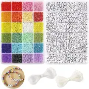 10800pcs 3 8/0 Acrylic Seed Beads Craft Beads Kit and 1200pcs Letter Alphabet