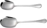 FUNOMOCYA 2Pcs Stainless Steel Serving Spoons Rice and Soup Utensils for Home Restaurant Catering Use Elegant Design Silver Finish for Sharing Meals