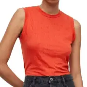 NWT ALLSAINTS Imogen Devore Tank, Poppy Blaze Red, Size 12
