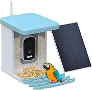 Smart Bird Feeder with Camera,4000mAh Battery and 5W Solar Panel Powered AI Identify Bird Species 2.5k HD Auto Capture Bird Feeder Camera Real Time Views and Notifications