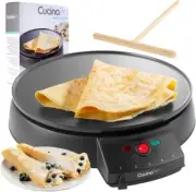 12" Griddle & Crepe Maker, Non-Stick Electric Crepe Pan w Batter Spreader &
