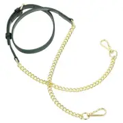 Adjustable Leather Chain Straps, 49" Purse Chain Strap (Dark Green, Gold)