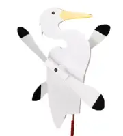 Amish Crafted Whirlybird Whirligig Garden Stake Wind Spinner - Egret