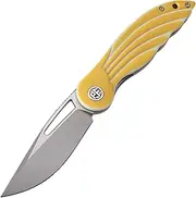 Petrified fish PFE06 Folding knife,3.07" 14C28N Steel Blade,87g G10 Handle Camping Folding Pocket Knife (Yellow Satin)