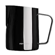 Normcore Milk Pitcher with Round Spout - Espresso Steaming Pitcher - Milk Frothing Jug - Cappuccino Latte Art Barista Cup - Non-Stick Gunblack - 20.3 oz (600 ml)