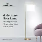 Sarantino 90-Degree Modern Arc Floor Lamp, Weighted base, Brass & White