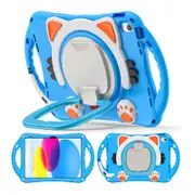 Cat Tablet Case For iPad 10th Kids Friendly with Handle Stand-LightBlue