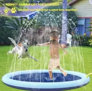 Non-Slip Splash Pad 59" Thicken Sprinkler Playing Mat Dogs & Kids Wading Pool