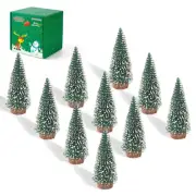 10PCS 4inch Mini Snow Frost Trees Mini Christmas Tree Plastic Winter Snow Orn...