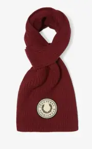 FRED PERRY RIBBON COTTON SCARF PORT NEW WITH TAGS ONE SIZE