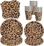 Xenorik Leopard Print Plates And Napkins Party Supplies - Cheetah Print Birthday Decorations Tableware, Plate, Cup, Napkin, Safari Animal Leopard Theme Birthday Baby Shower Party Supplies | Serve 24