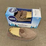 Totes Men's Microterry Moccasin Memory Foam Slippers Brown Size M 8-9