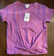 NWT Girl's J Crew Crew Cuts Tie Front Shirt Sz 4-5 Purple