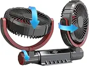 Portable Fan for Car | 3 Gear Double Head Car Fan,360 Degree Rotation Quiet Cooling Device for Automotive Seat Kids Travel Use
