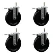6 Inch Phenolic Swivel 7/16 Inch Grip Ring Stem Caster with Total Lock Brake SCC