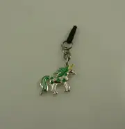green unicorn cell phone fits Ipad charm ear cap dust plug