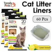 60pcs Cat Litter Tray Liners Durable Leak Proof Eco friendly Lemon Scented