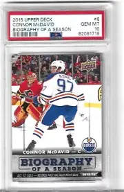 2015 CONNOR MCDAVID ROOKIE CARD PSA GEM MINT 10 OILERS UPPER DECK #8 LOW POP