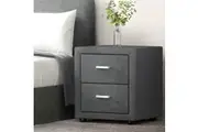 Artiss Bedside Table 2 Drawers Fabric - CADEN Grey