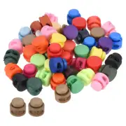 16mm Cord Locks Set, 50 Pack Round Double Hole Multicolor Spring Toggle Stopper