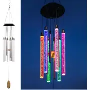 37" Solar Wind Chimes with 6 Colorful LED Tubes - Perfect Gift for Garden Lovers