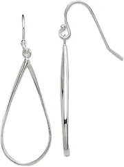 [JewelryWeb] 925 Sterling Silver Shepherd hook Polished Teardrop Dangle Earrings 41x15mm Wide-Dangle Earring for Women