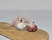 Dollhouse Miniature Ooak Artist Owl Nest Eggs Animal Dolls Owl Gift 0.8"