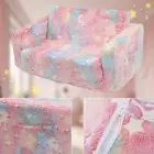 Kids Reading Couch Glow in The Dark Memory Foam 2 Seat Kids Sofa for Study