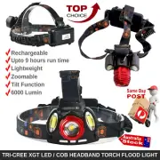 RECHARGEABLE HEADLAMP ZOOM CREE LED COB TORCH FLOOD WORK TILT LIGHT HEADLIGHT