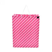 Hallmark Pink Diagonal White Stripe Gift Bag - Large