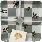 NWT C&C CALIFORNIA Set 4 HOLLY BERRY GREEN Checkered 6”Christmas Plate Melamine