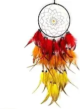 Yellow Red Feathers Dream Catcher Handmade Wall Hanging Dreamcatcher for Home Decor Bedroom Dormitory Room Wall Decor Art Ornament Craft