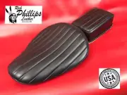 Black Bates Style Motorcycle Seat Leather Tuck & Roll Solo Rich Phillips Leather