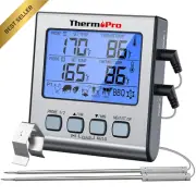 TP17 Digital Meat Thermometer Dual Probe Large Backlight LCD Timer for BBQ Oven