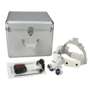 5W LED Dental Surgical Headband Head Light with 3.5X Loupes White Aluminum Box