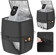 bespeur Hot Tub Spa Heater Pump Cover,Waterproof 600D Oxford Fabric Aluminum Film Insulated Cover,Inflatable Hot Tub Spa Heater Pump,Easy Installation with Zipper and Adhesive Straps,Black,Square