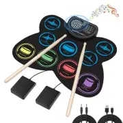 Electronic Drum Set, 9 Drum Practice Pad with Headphone Jack, Roll-up Drum Pa...